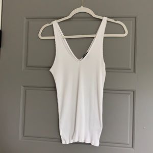 White Express V-Neck Tank